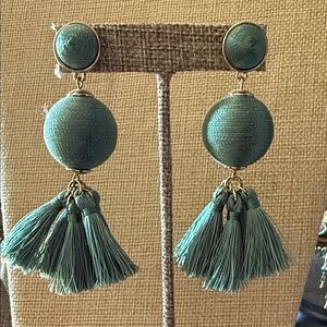 Park Lane Teal Triple Tassel Drop Earrings
